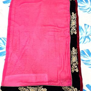 Half-Half style Beautiful Beige-Pink Saree