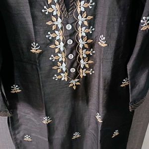 Chanderi Silk Embroidered Kurta And Pant Set