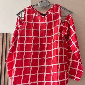 Red Cut Sleeves Top