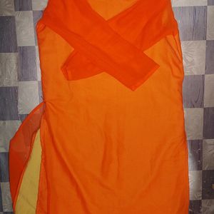 Orange mirror work Kurti