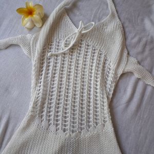 Bodycorn  Halter Neck Crochet Dress