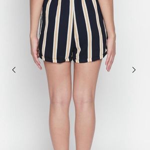 Navy Stripe Tie Up Shorts