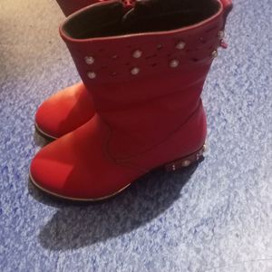 Girls Kids Long Leather Boots