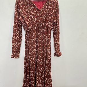 Floral Red Chinese Thrifted Dress.