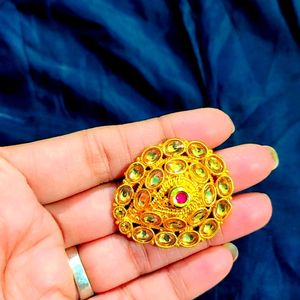 Adjustable Kundan Goldan Jhodha Ring