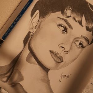 A4 Audrey Hepburn Pencil Sketch