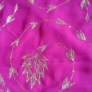 Purple Saree With Copper Work And Border