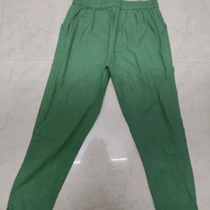 Green Ankle Length Loose Pant