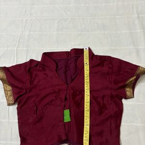 Maroon Pure Cotton Saree with Blouse