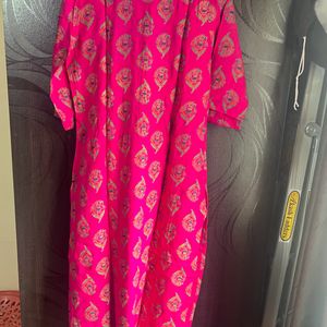 Pink Straight Kurta - S