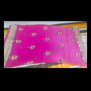 Pink Chiffon Saree With Blouse