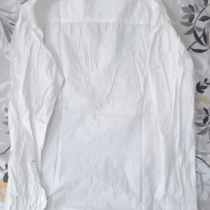 Highlander White Solid Mandarin Collar Shirt