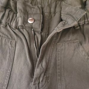 Olive Green High Waist Wide Leg Denims