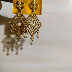 Very New Golden Traditional Earrings
