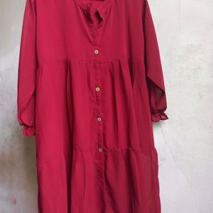 Red Casual Flared Top