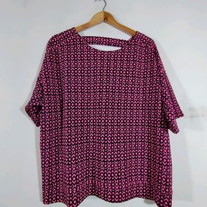 Black With Pink Printed Top (Women's)