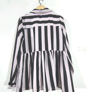 Black And Pink Striped Top (Women's)