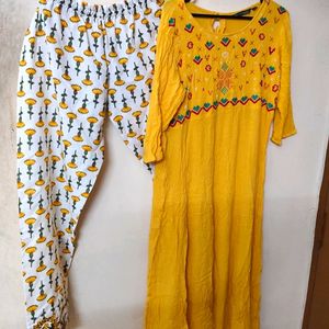 Yellow Kurtha Set