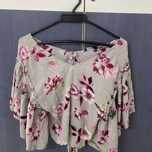 Cape Sleeved Floral Top From Westside