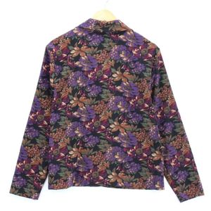 Vintage Women's Jacket Dark Purples Floral Print