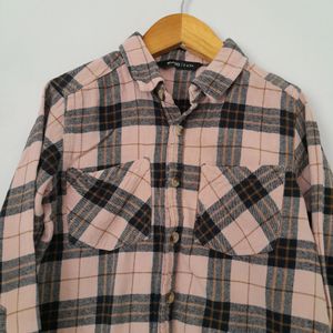 Pure Cotton Peach Checks Shirt (Girl's)