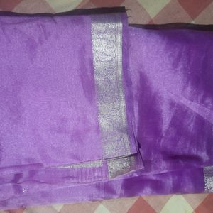 Saree With Blouse Lavender Color