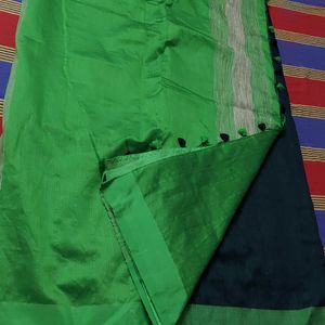 Fantastic Green And Black Kolkatta Cotton Saree