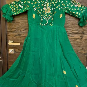 Price Dropped!!Green Gota Patti Heavy Gown