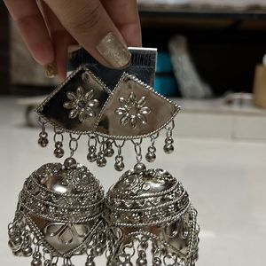 Heavy Jhumka Oxidized Earings