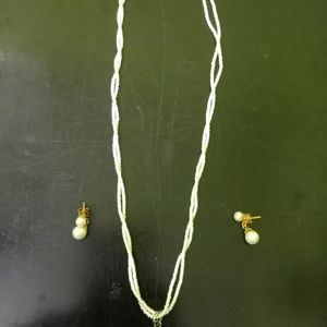 Pearl Necklace With Earing