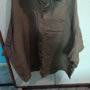 Brown Oversized Shirt Top