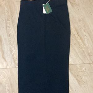 Purple Feather Black Pencil Skirt Below Knee Lengt