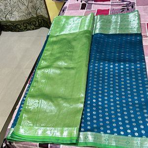 New Banarasi Saree Blue & Green Colour