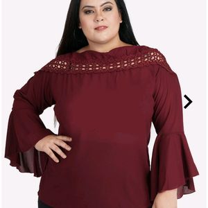 XXL Maroon Top with Cut-outs