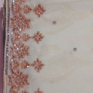 Rich embroidery work with gold printed polyester s