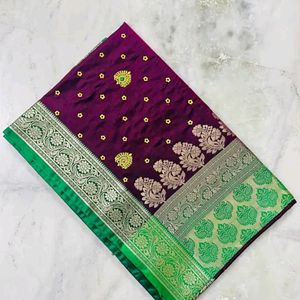 Banarasi Satin Silk Saree With Embroidery Work