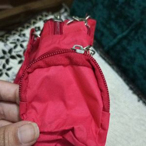 Red Colour Sling Bag With Many Compartment