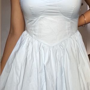 powder blue corset silhouette dress