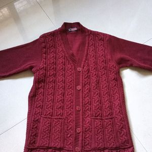 Maroon Front Button Sweater