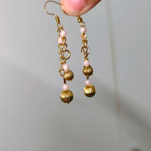 Combo Of 2 Earrings White And Gold Beaded