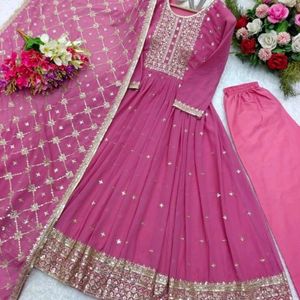 Pink Heavy Gown With Duppatta