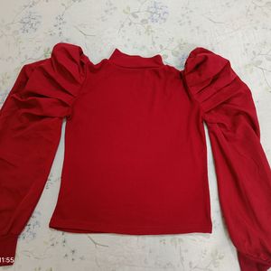 High Neck Maroon Top