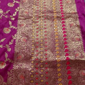 Hot Pink Majenta Banarsi Saree