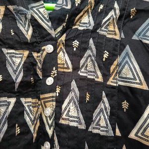 Black And Golden Print Short Kurti Tunic[ xl ]