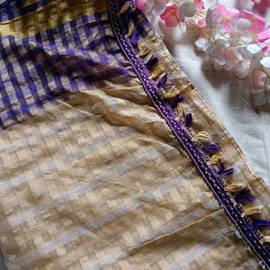 Purple & Beige Saree Delivery Discount Available