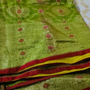 Kataan Green Saree