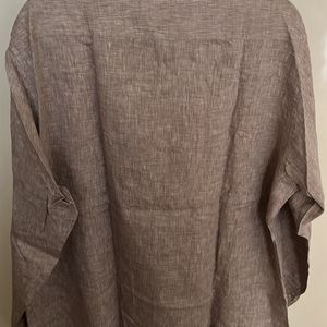 Linen Blend Shirt - Tan/Greyish Brown