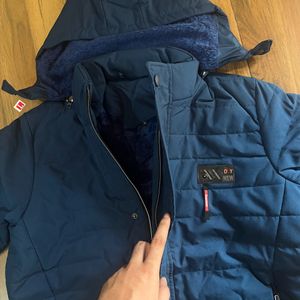 Brand new Mens jacket blue colour with hood