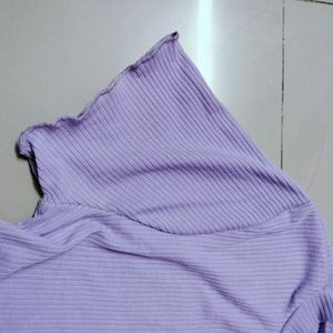 Drawstring Ribbed Lavender Top