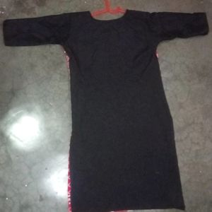 Pink Kurta With Black Legi